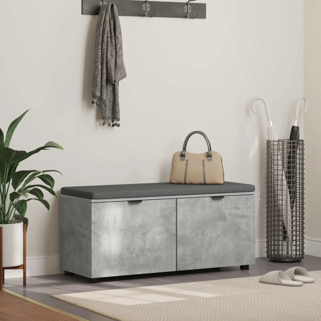 Panca per ingresso con cuscino Grigio Cemento 100 x 38 x 46 cm 891491