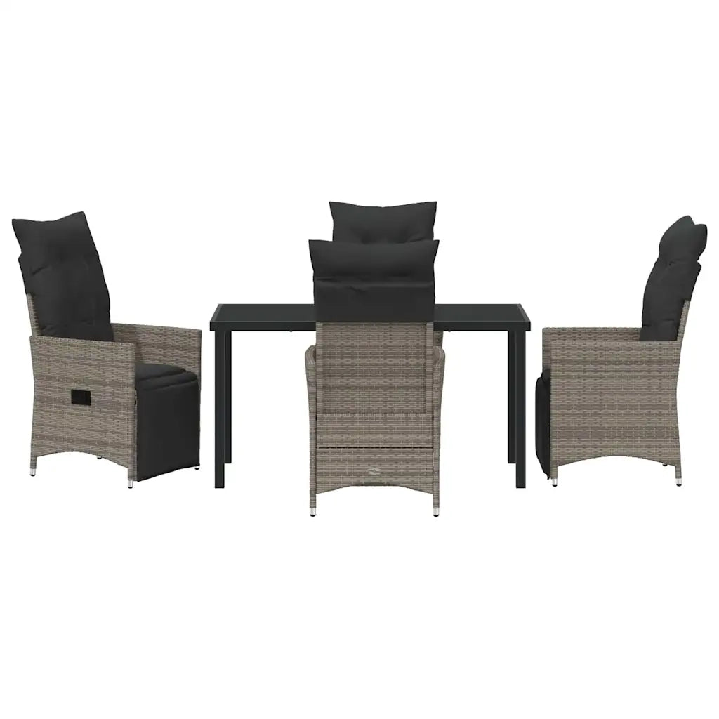 Set da Pranzo per Giardino con cuscino 5 pcs Grigio polyrattan 3379578