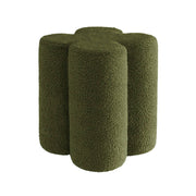 Pouf trifoglio in bouclé, verde kaki