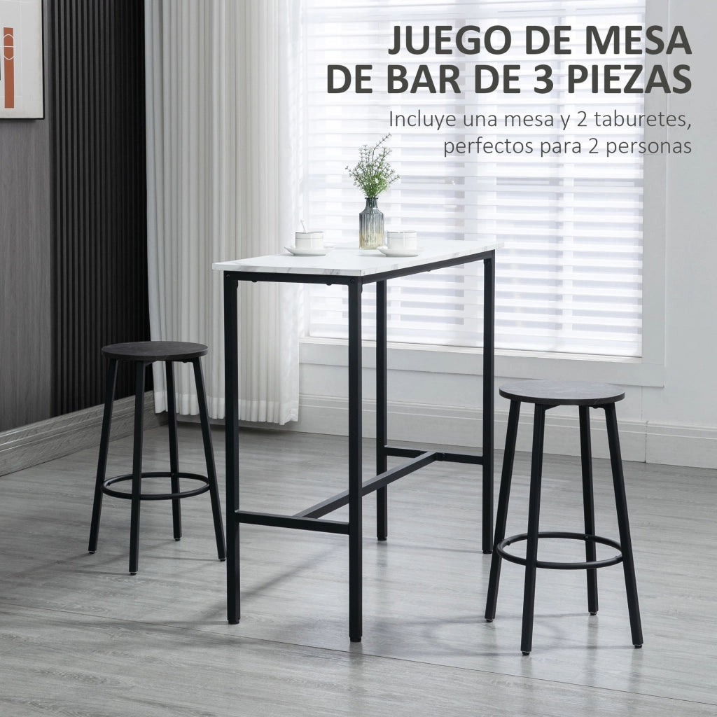 Set tavolo alto bar rotondo con 2 sgabelli ¨C Xylo ¨C Acciaio moderno bianco nero 3 pezzi