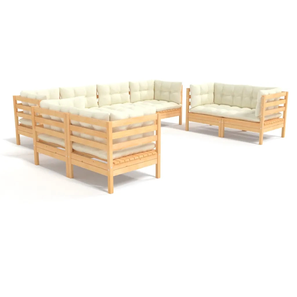 Set Divani da Giardino 8 pz con Cuscini Crema in Massello di Pino 3096268