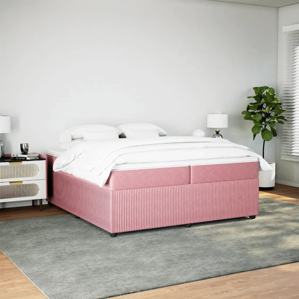 Giroletto a Molle con Materasso Rosa 200x200 cm in Velluto 3285667