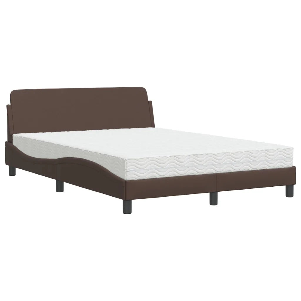 Letto con Materasso Dover Marrone 140x190cm in Similpelle