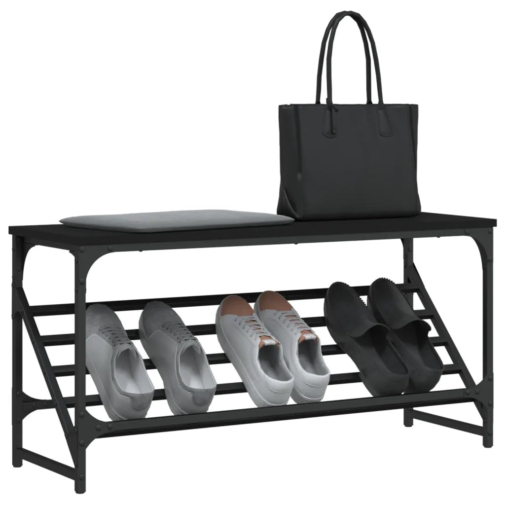 Scarpiera | Mobile per scarpe Nera 90x30x45 cm in Legno Multistrato