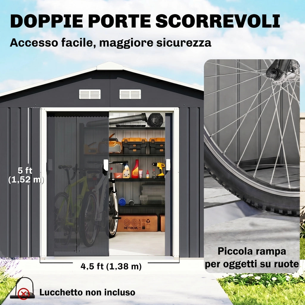 Capanno da Giardino ¨C Minimal ¨C Grigio, Acciaio, 12.4m2