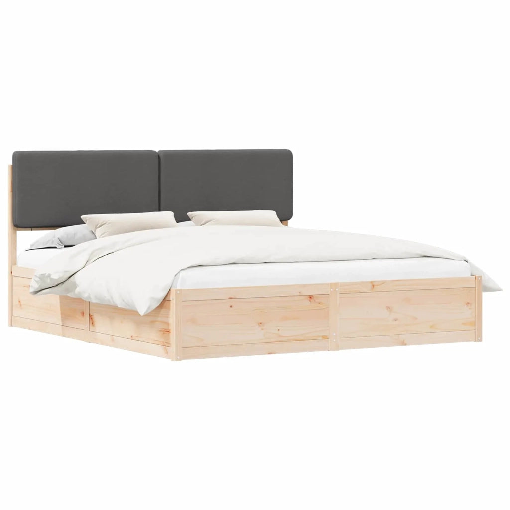 Letto con Testiera Rivestita-Struttura Letto con Testiera Grigio scuro 180 x 200 cm 594010