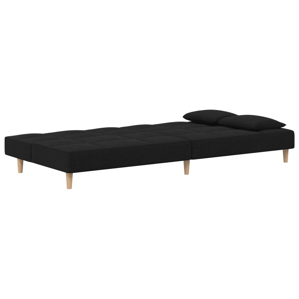 Divano letto | Sof¨¤ letto | Letto singolo a 2 Posti con 2 Cuscini Nero in Tessuto