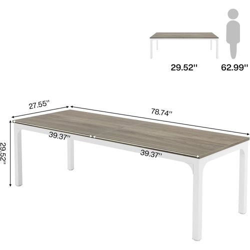 SCRIVANIA Computer per 2 Persone 200x70x75 cm Metallo e Legno Taupe/Bianco