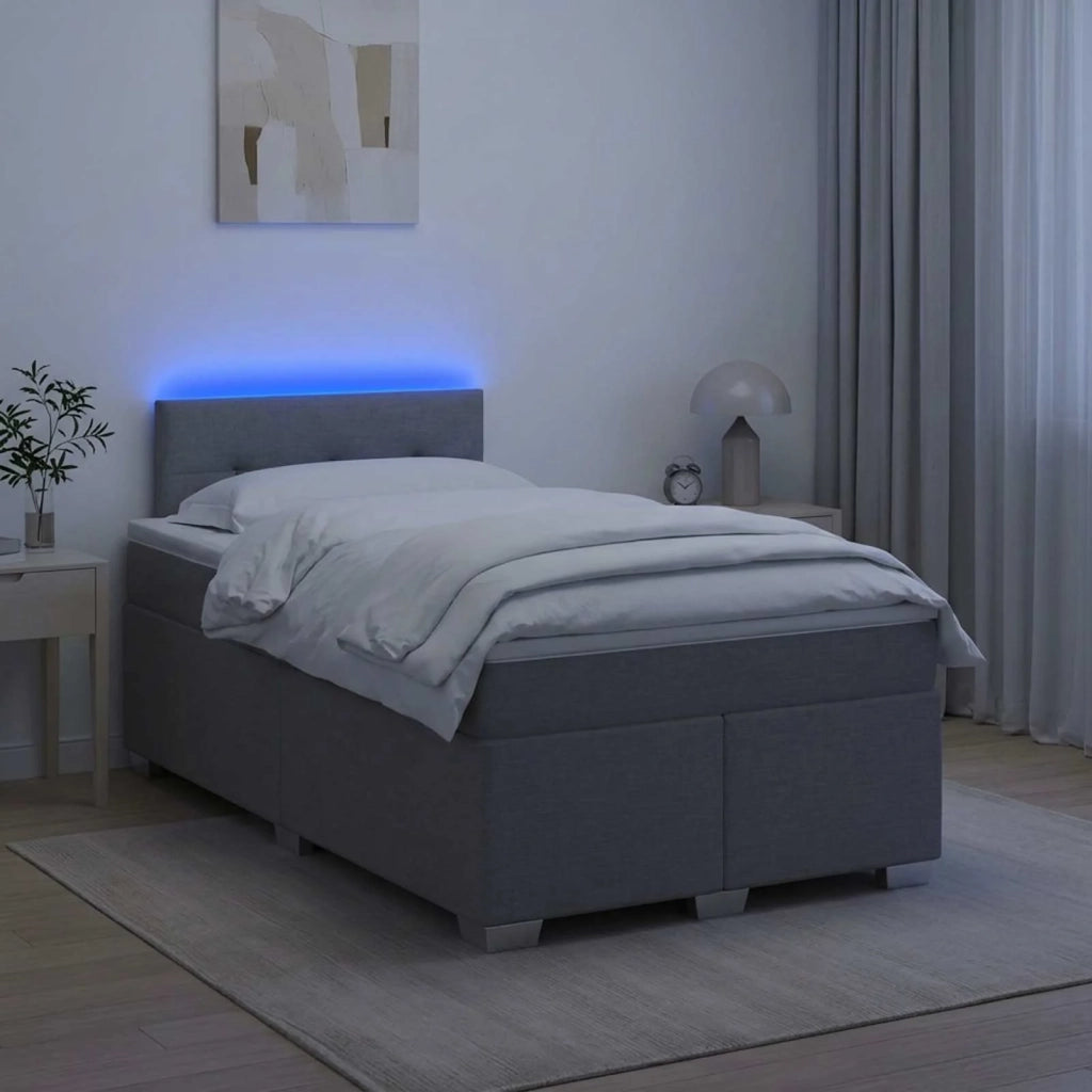 Letto con Box Spring, Materasso e LED Grigio Chiaro Tessuto 3451917