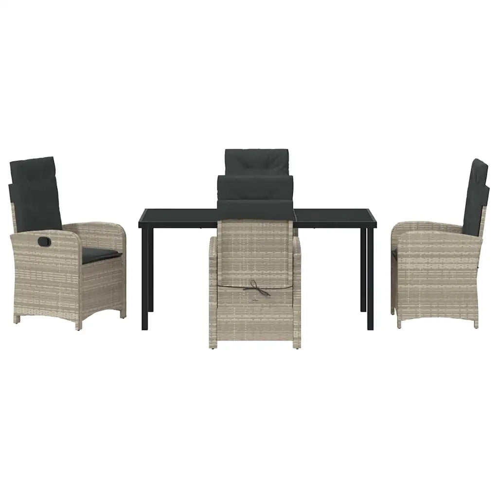 Set da Pranzo per Giardino 5 pcs Grigio chiaro polyrattan