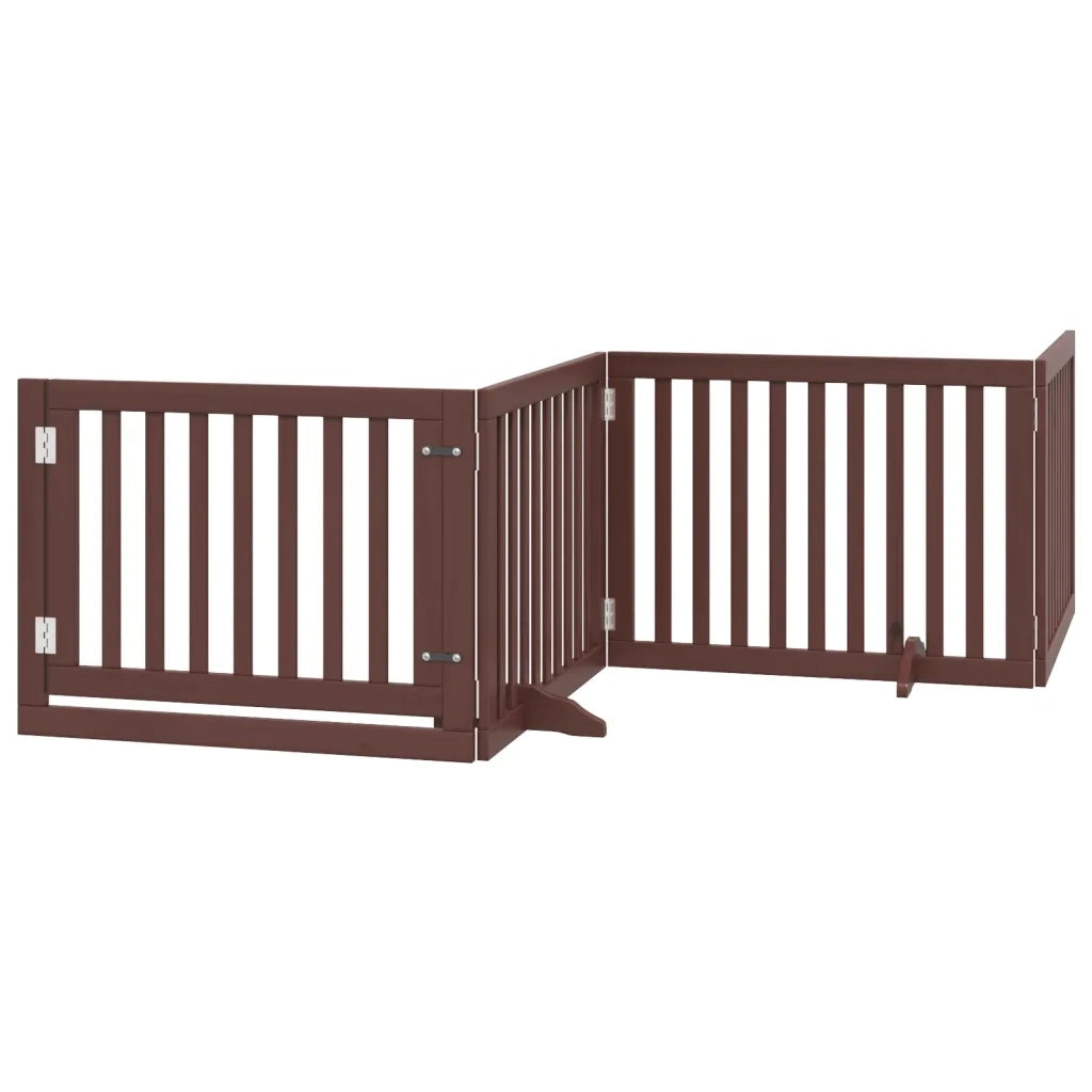 Cancello Cani Porta Pieghevole Marrone 4 Pannelli 320cm Pioppo 352265