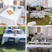 Tavolo Copri 8 pezzi – 137 x 274 cm – Bianco Rettilineo – Copri Tavolo Idrorepellente per Festa, Compleanno e Matrimonio