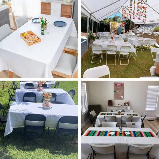Tavolo Copri 8 pezzi – 137 x 274 cm – Bianco Rettilineo – Copri Tavolo Idrorepellente per Festa, Compleanno e Matrimonio