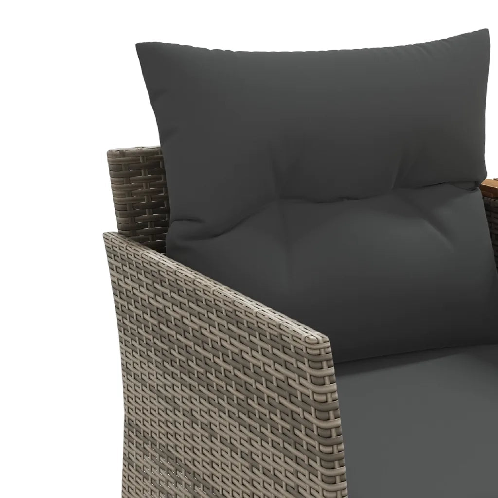 Divano da Giardino 2 Posti con Sgabelli Grigio in Polyrattan 365804