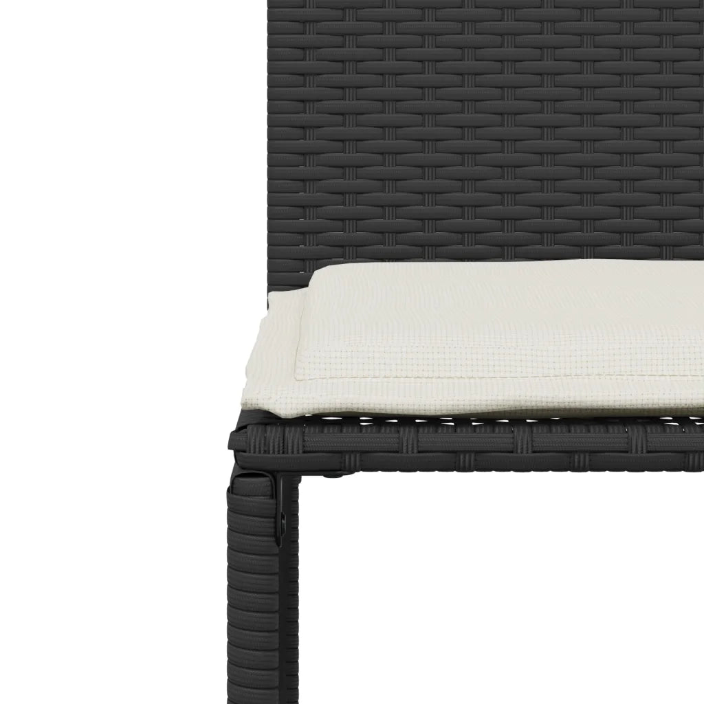 Set da Pranzo da Giardino 7 pz | Set Salotto da Giardino Nero con Cuscini in Polyrattan