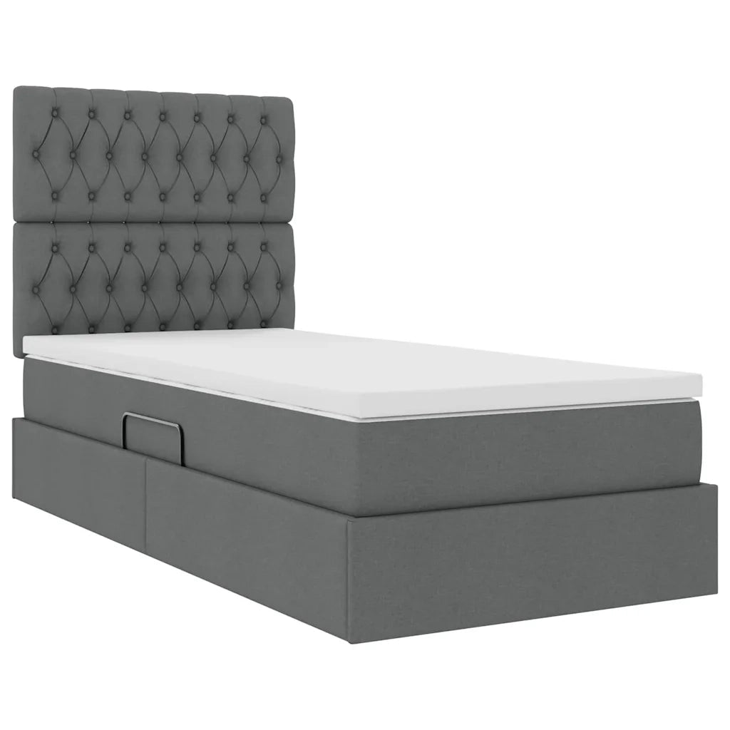 Letto con contenitore e LED Grigio scuro 90 x 190 cm Poliestere 3372448