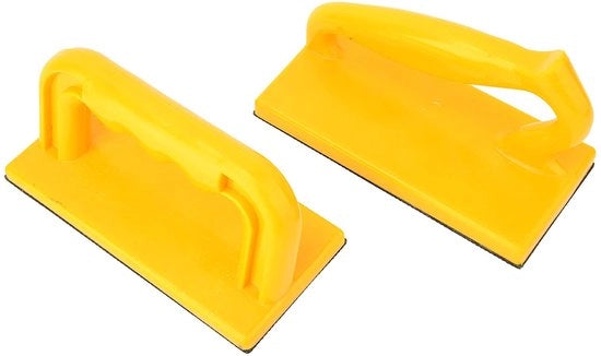 Pushsticks 2 pezzi - Veicolo di sicurezza - Manico di legno - Blocco di scorrimento per legno - Costruzione robusta - Manico di plastica giallo