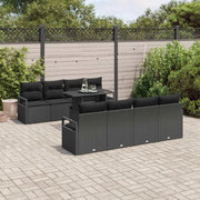 Set Divano da Giardino con archiviazione 9 pcs Nero polyrattan