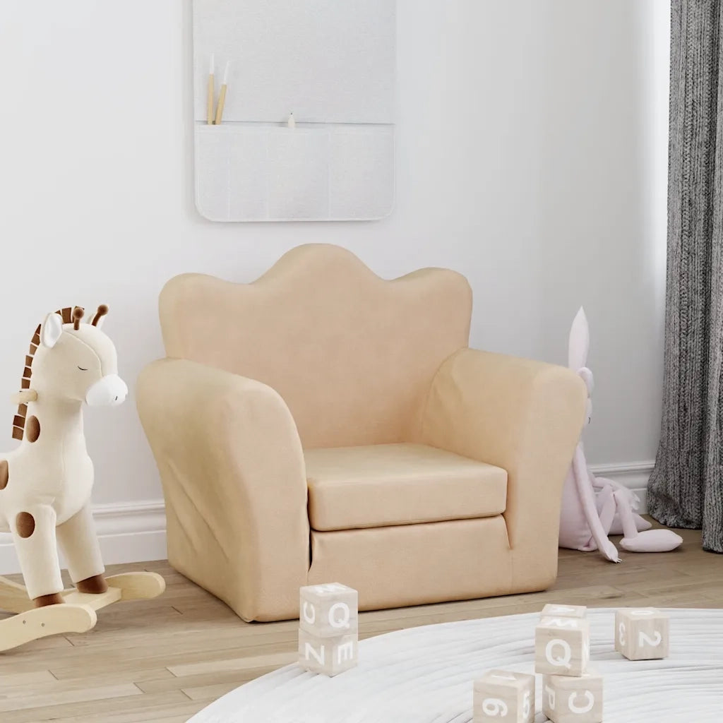 Divano Letto per Bambini Crema in Morbido Peluche 357055