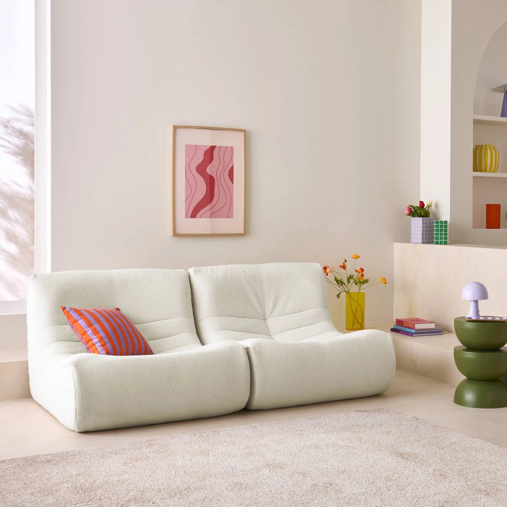 Divano modulare boucle, 2 posti, bianco