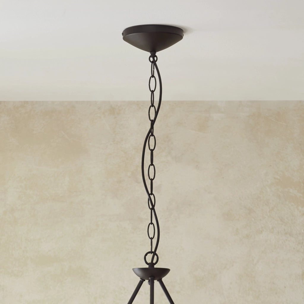 Lampadario WRIGGLE anello ondulato 3 luci rafia nero opaco