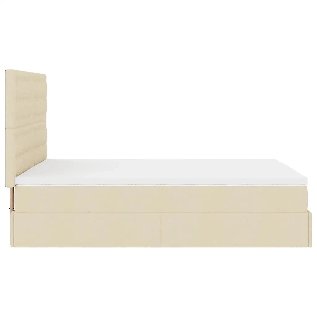 Struttura Letto Pouf con Materasso Crema 140x200 cm in Tessuto 3313332