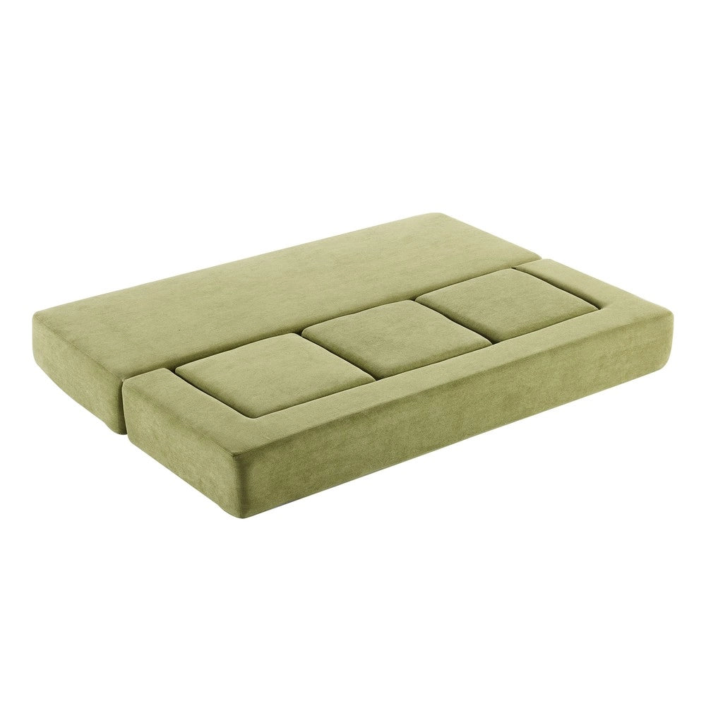 Divano Letto con Poggiapiedi Chenille ¨C Xylo ¨C Verde, Schiuma ad Alta Elasticit¨¤