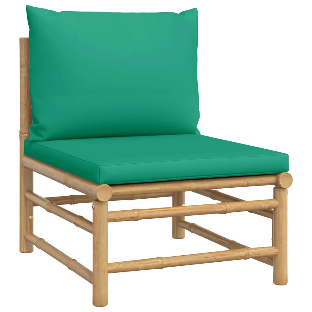 Set Salotto da Giardino 10pz con Cuscini Verdi Bambù 3155160