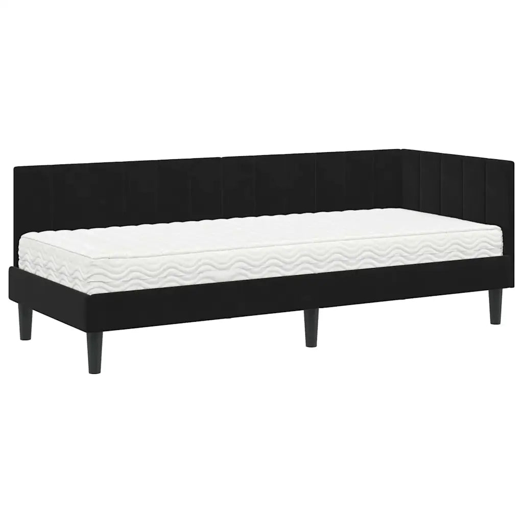 Struttura Letto Angolare con Materasso 2 pcs Nero Velluto 3393883