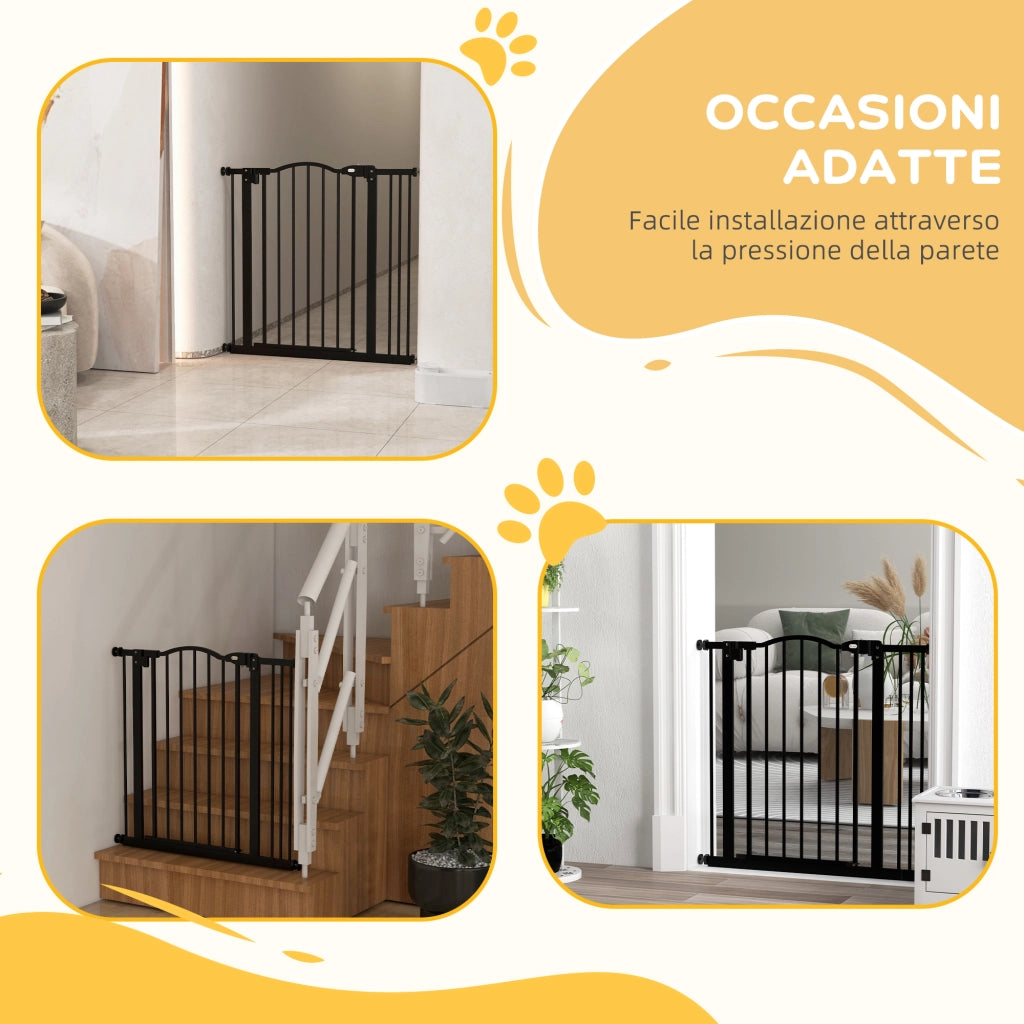 Cancelletto per Cani Estensibile ¨C Minimal ¨C Nero, Metallo e Plastica, 74-87x78 cm