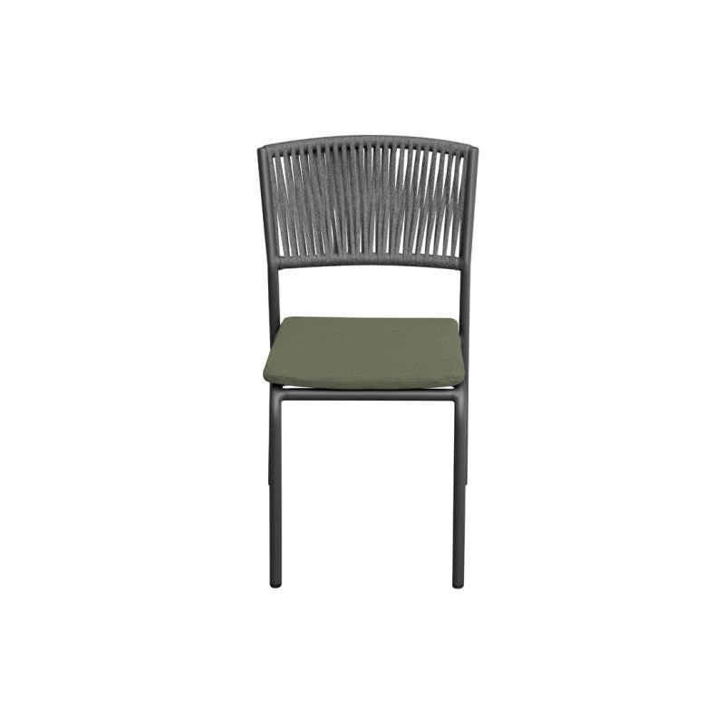 Sedia Modena Set B Alluminio Antracite E Corda Verde Moia