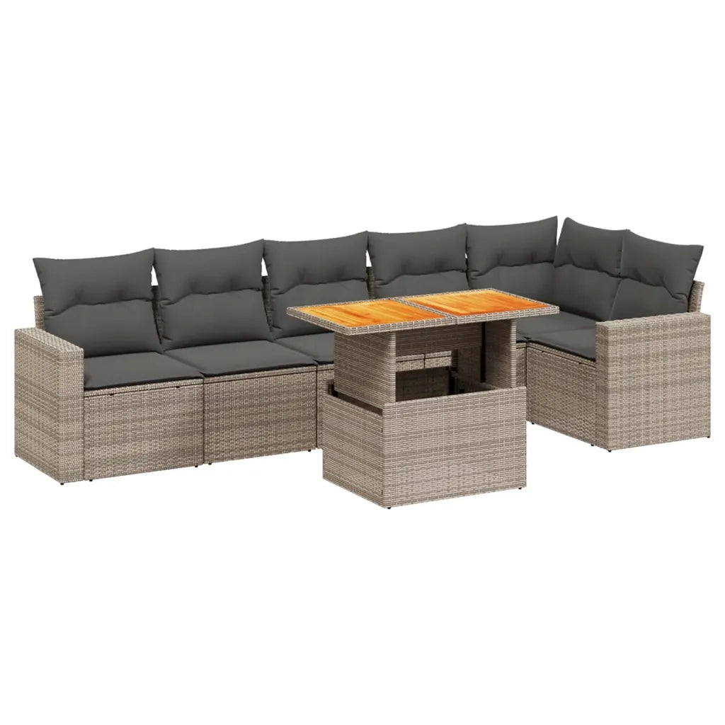 Set Divani da Giardino 7 pz con Cuscini Grigio in Polyrattan 3271326