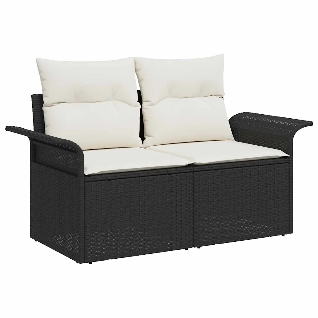 Set Divano da Giardino con cuscino 8 pcs Nero polyrattan