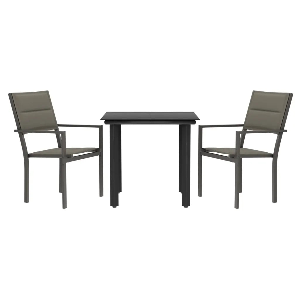Set da Pranzo da Giardino 3 pz Nero in Acciaio e Textilene 3200742