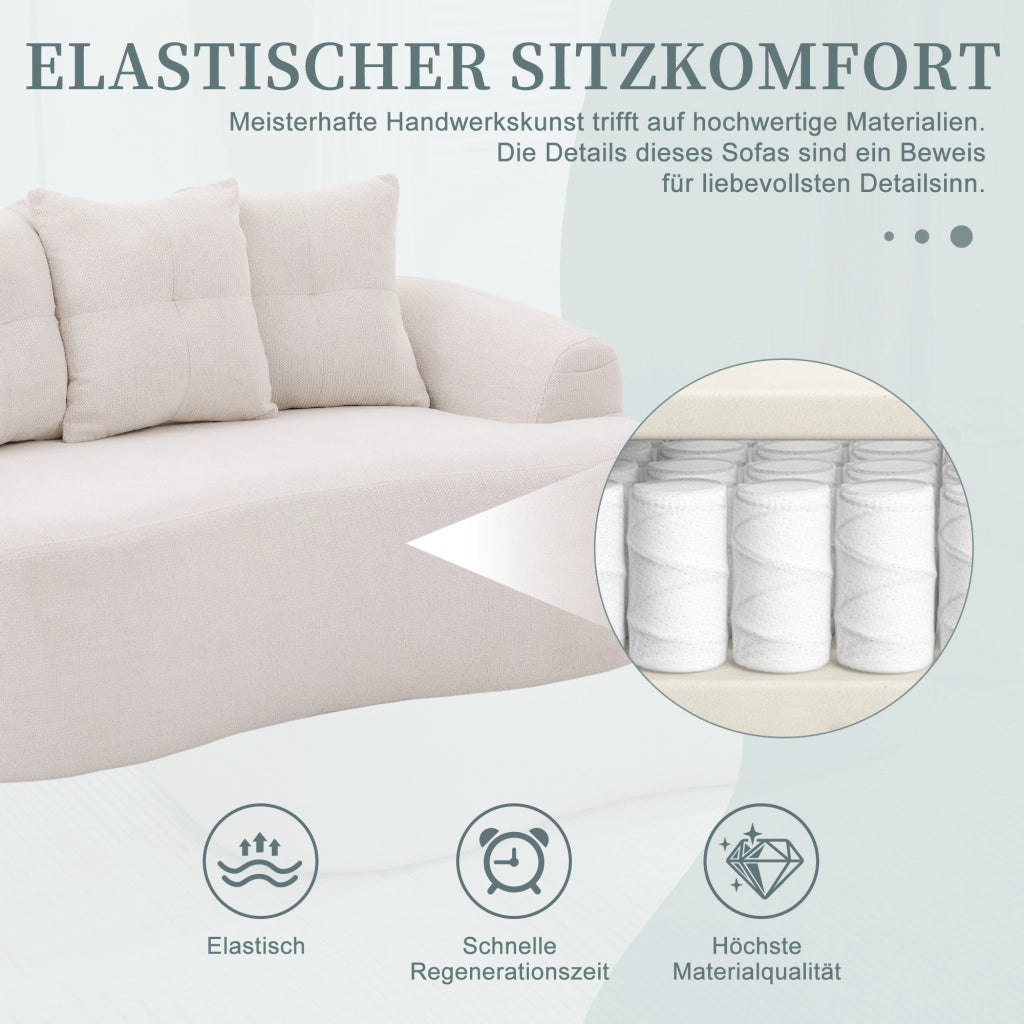 Divano lineare 2 posti - con cuscini extra spessi e seduta profonda - in chenille beige