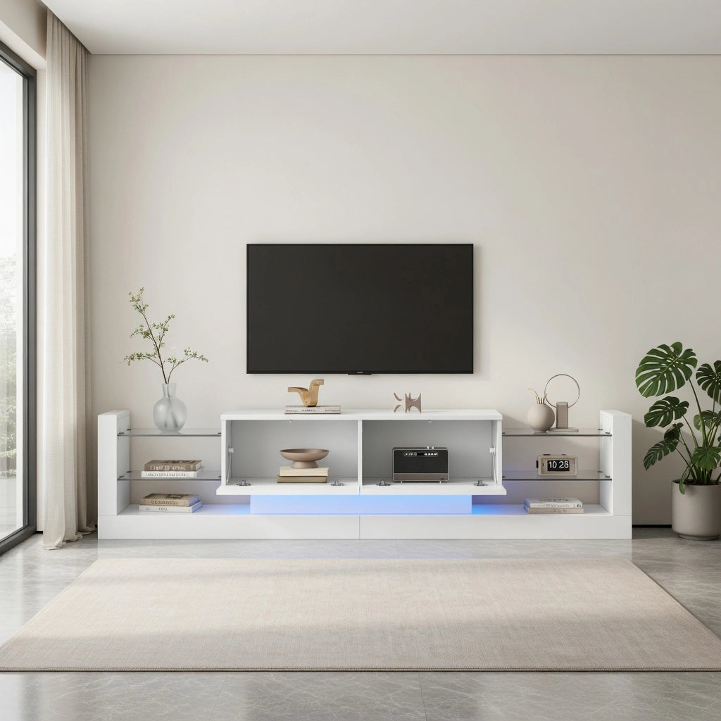 Cassettiera per TV bianca in truciolato lunghezza 181 cm