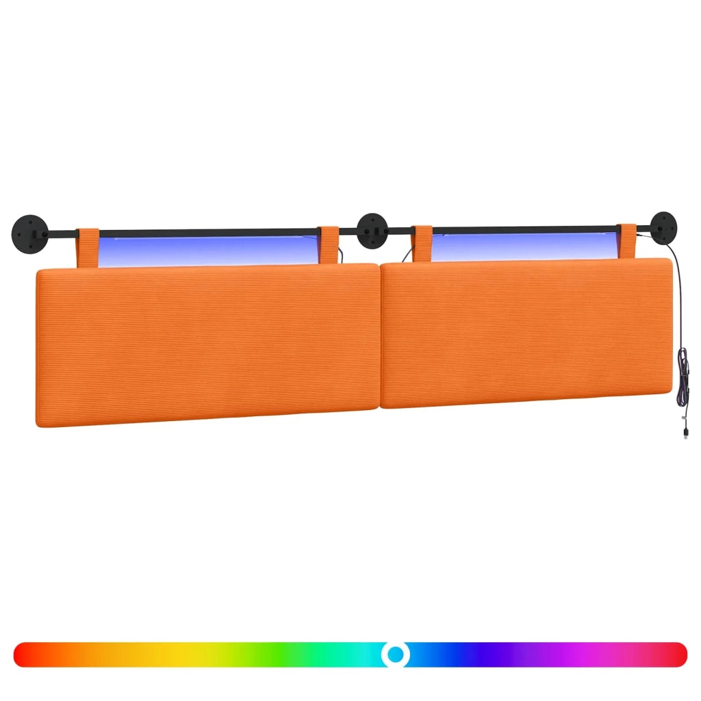 Testiera | Testata sospesa Con luce LED Arancione Tessuto in Cords