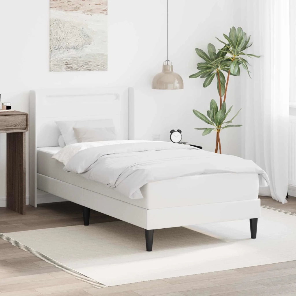 Struttura letto con materasso-Giroletto Bianco 90 x 190 cm Similpelle