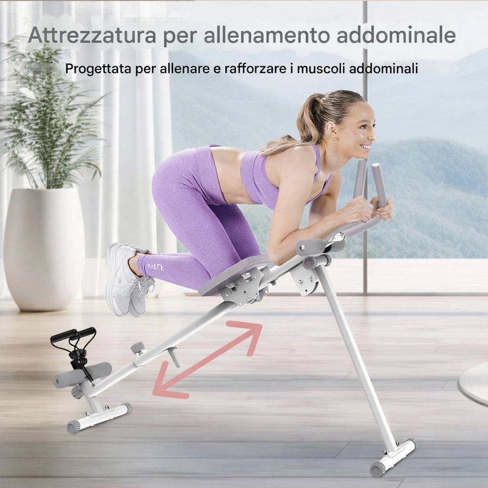 AB Machine Grigio Attrezzo Fitness per Addominali Multiuso Pieghevole Vogatore