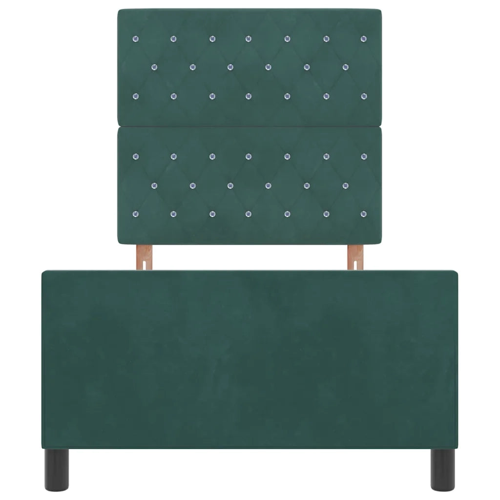 Letto a molle con testiera Verde Scuro 100 x 200 cm Velluto