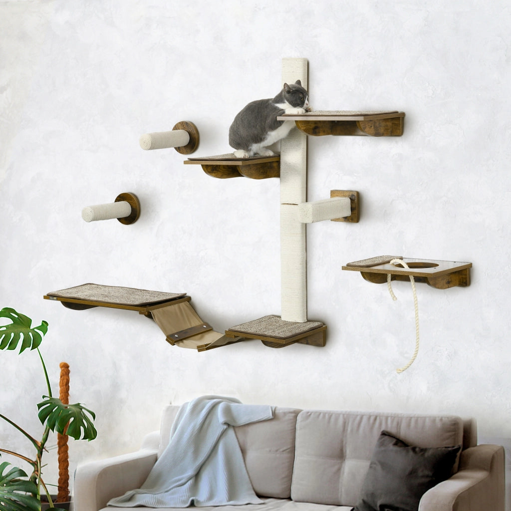 Scala per Gatti Set ¨C zephmum ¨C 8 Pezzi Marrone e Bianco