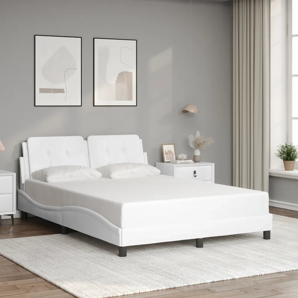 Letto matrimoniale | Letto per adulti | Giroletto senza Materasso Zadar Bianco 120x200 cm in Similpelle