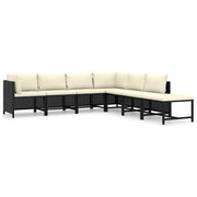 Set Divani da Giardino 7 pz | Set Salotto da Giardino con Cuscini in Polyrattan Nero