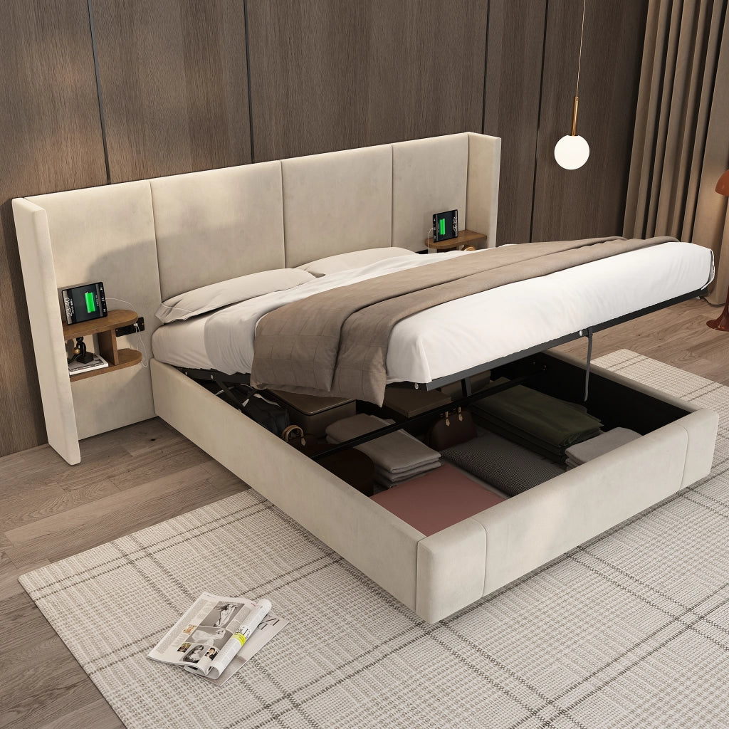 letto imbottito velluto beige 160 x 200 cm