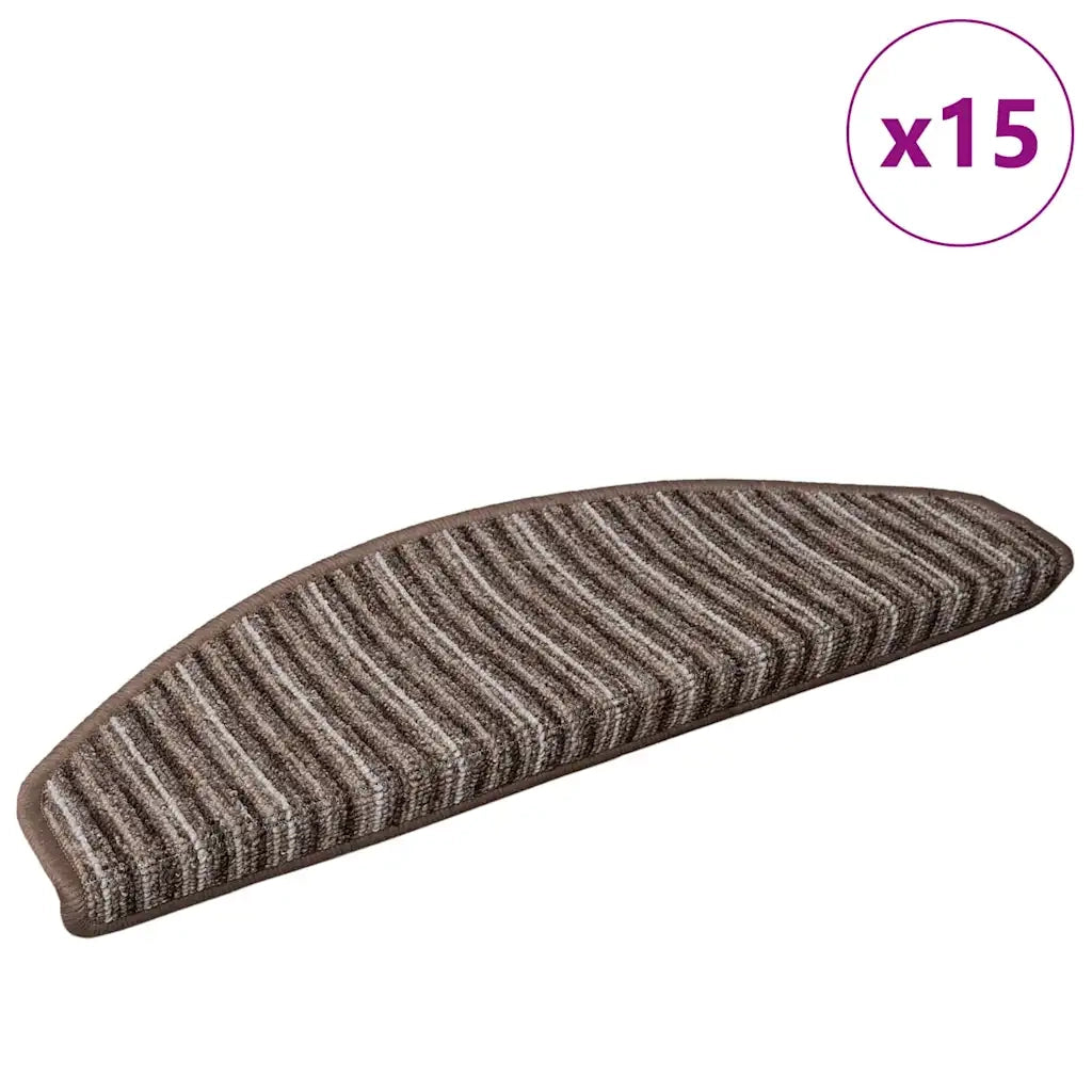 Tappetini per scale autoadesivi 15 pz | Gradini per Scale Marrone 65 x 21 x 4 cm