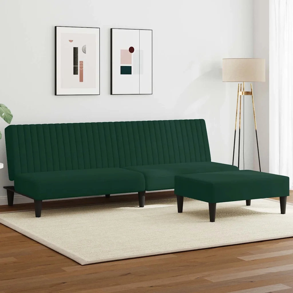 Set di Divani 2 pz Verde Scuro in Velluto