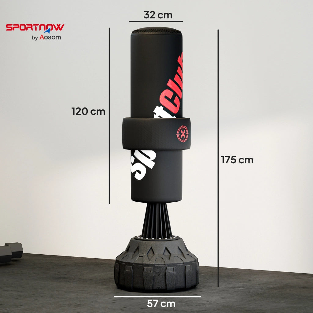 Sacco da Boxe da Terra Autoportante con Bersaglio Regolabile, Base Riempibile e Ventose, Nero