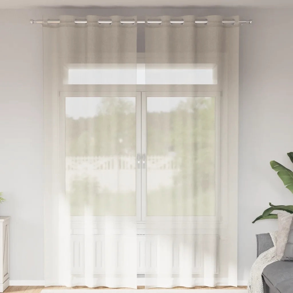 Tende in Voile con Occhielli 2 pz Crema 140x260 cm