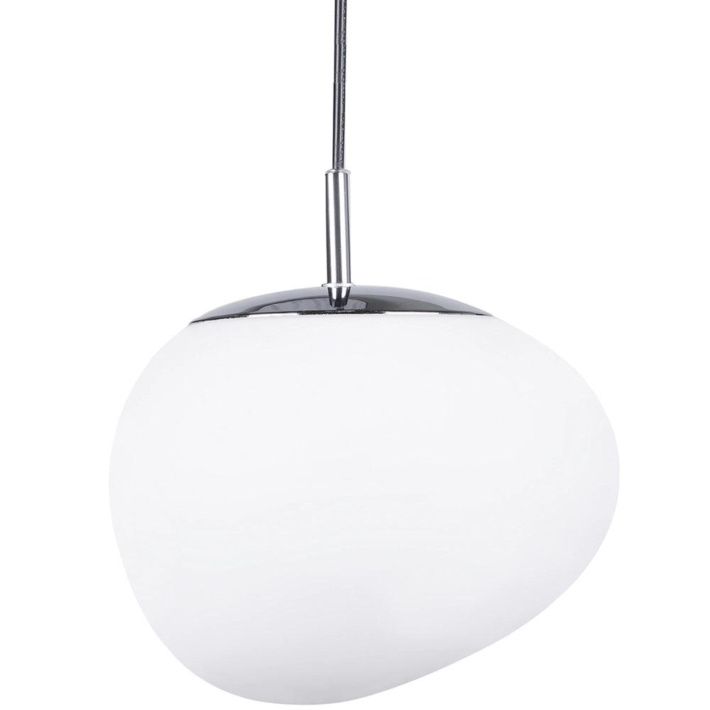 Lampada a Sospensione Vetro Bianco Elementi Argento Forma Irregolare 1 Luce Moderna