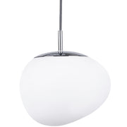 Lampada a Sospensione Vetro Bianco Elementi Argento Forma Irregolare 1 Luce Moderna